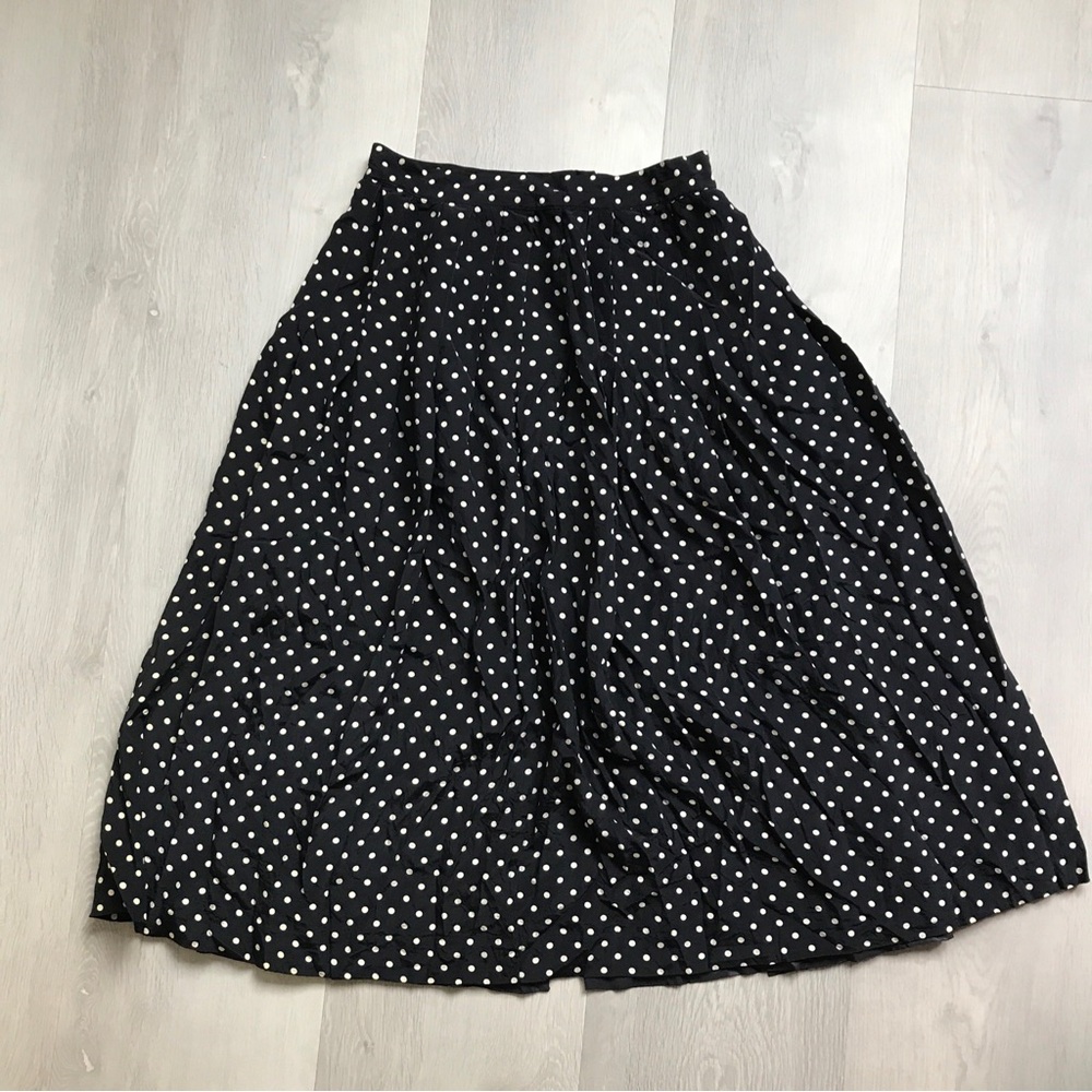 Brooks Brothers Black and White Polka Dot A-Line Skirt
